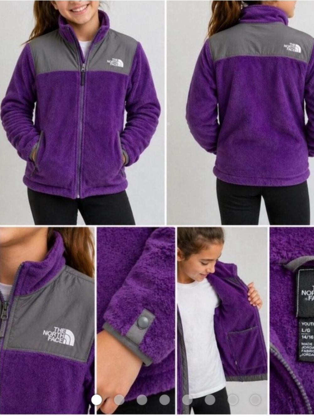 The North Face Purple and Gray Full‑Zip Teddy Fleece Jacket